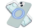 Custodia Magsafe Con 2X Vetro Protettivo Per Iphone 14, Cover Per Cellulare In Silicone Easy Clean Verde