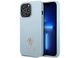 Guess Guhcp13Xps4Mb Iphone 13 Pro Max6,7 Niebieski/Blu Custodia Rigida Saffiano 4G Logo In Metallo Piccolo