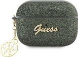 Guess Guap2Glgsha Airpods Pro 2 (2022/2023) Cover Zielony/Kaki Glitter Flake 4G Charm