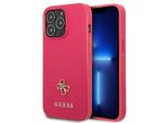 Guess Guhcp13Lps4Mf Custodia Rigida Rosa/Rosa Per Iphone 13 Pro / 13 6.1 Saffiano 4G Logo In Metallo Piccolo