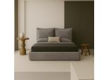 Gutto (Letto Imbottito Su Misura 120X200 Rete A Doghe In Metallo Tessuto Velluto Grigio Velvett Con Rete E Contenitore