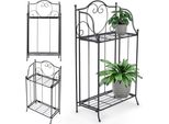 Scaffale Per Piante Scaffale Per Piante Colonna Per Fiori Scala Per Piante A 2 Livelli In Metallo Nero 34,5X18,5X65Cm