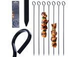 Spiedini In Metallo Spiedini Per Barbecue Spiedini Per Carne Spiedini Per Shashlik Utensile Per Barbecue Acciaio Inox Non Stick Nero 31,5 Cm 8 Pz.
