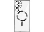 Cover Protettiva Magsafe Per Samsung S23 Ultra Protezione Fotocamera Trasparente / Argento