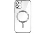 Custodia In Silicone Magsafe Apple Iphone 11 Protezione Fotocamera Cornice Argento Cromo