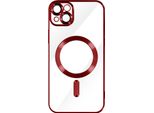 Custodia In Silicone Magsafe Apple Iphone 13 Protezione Fotocamera Telaio Cromato Rosso