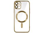 Custodia In Silicone Magsafe Apple Iphone 11 Protezione Fotocamera Cornice Cromata Oro