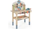 Banco Attrezzi Per Bambini Costway, Banco Da Lavoro In Legno Con Telaio Magnetico, Portaoggetti E Accessori, Banco Da Lavoro Per Officina Con Set Di Attrezzi Montessori Per Bambini A Partire Dai 3 Anni Di Età