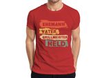 Marito Padre Eroe Maestro Del Barbecue Regalo Per La Festa Del Papà T-Shirt Da Uomo Per Papà, Rosso, 3XL