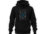Vittoria O Valhalla Vegvisir Bussola Runica Lupi Vichinghi Nodo Unisex Felpa Con Cappuccio, Nero, 3XL