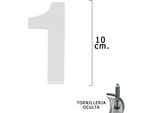 Numero Di Metallo "1"" Argento Opaco 10 Cm. Con Viti Nascoste (1 Pezzo In Blister)"