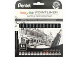 Pentel YS20P-14 Pentelarts Permanent Fineliner Pointliner, Set Da 14