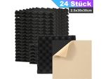 Jopassy 24X Schiuma Acustica Autoadesiva Nera Assorbente A Onda, 30X30X2.5Cm