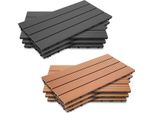 Jopassy 6 Piastrelle Per Patio In Wpc 30X60Cm, Piastrelle In Plastica A Incastro Effetto Legno, Piastrelle In Legno Antiscivolo, Antracite - 1Mq
