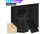 Hengda 24X Schiuma Acustica Autoadesiva Nera Assorbente A Onda, 30X30X2,5Cm