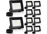 Tolletour Faro Da Costruzione A Led 10X 10W 3000/4000/6503K Faro Fled Faro Da Esterno Faretto Da Esterno
