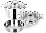 Serenk Set Di Pentole E Padelle In Acciaio Inox Modernist, Set Di 5 Pezzi Con Base A Induzione, Pentole Profonde E Basse Con Coperchi, Padella, Lavabile In Lavastoviglie, TüRkiye
