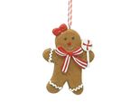 Clayre & Eef Ciondolo Natalizio Dell'omino Di Pan Di Zenzero 8X1X10 Cm In Poliresina Marrone