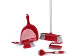 Set Per La Pulizia Dirt Devil 6 Pezzi - Spazzola Per Piatti/Scopa A Mano/ Scopa Morbida Con Manico/Spazzola E Paletta - Rosso/Grigio