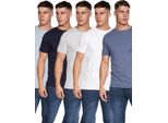 Duck And Cover - Maglietta "Errington"" Da Uomo (Confezione Da 5) BG674 (S) (Blu Chiaro/Nero/Grigio Screziato/Bianco/Blu Navy)"