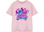 Lilo & Stitch - Maglietta "Love"" Per Bambina A Maniche Corte NS8481 (158-164) (Rosa)"