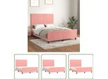 The Living Store Struttura Letto Con Testiera Rosa 140X190 Cm In Velluto
