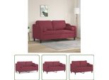 The Living Store Divano A 2 Posti Con Cuscini Decorativi In Tessuto Rosso Vino 140 Cm