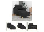 The Living Store Poltrona Con Poggiapiedi Nero 60 Cm In Tessuto