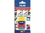 Milano Blister Gomma Con Affilatore Compatto Mix+2 Gomme Di Ricambio Trasparente Trasparente Taglia Unica