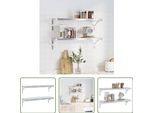 The Living Store Mensole A Muro 2 Pz. 75X23,5 Cm Acciaio Inox Argento