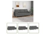 The Living Store Divano A 3 Posti Con Cuscini Decorativi In Tessuto Grigio Scuro 180 Cm