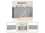 The Living Store Credenze 3 Pz. Grigio Sonoma 60X31X84 Cm Materiale A Base Di Legno