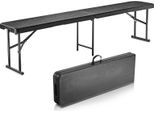 Vevor Panca Pieghevole In Plastica, Panca Pieghevole Portatile Da 1,83 M, Panca Da Esterno In Hdpe Impermeabile E Liscia, Sedile Da Pranzo Per Picnic In Campeggio Con Maniglia Per Il Trasporto, Per Attività Di Intrattenimento Come Il Calcio In Giardino, Nero