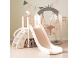 Set Da Gioco Multifunzionale Per Bambini 5 In 1 Con Altalena, Scivolo, Scala Per Arrampicarsi, Canestro Da Basket, Telescopio E Contenitore - Da Interno