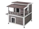 Vevor Casetta Per Gatti Da Esterno, Resistente Alle Intemperie, Rifugio Grande A 2 Piani In Legno Per Gatti Da Esterno Con Balcone, Porte, Sportelli In Pvc E Tetto Aperto, 76,2 Cm L X 76,2 Cm L X 81,3 Cm A