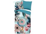 Hip Bettbezug "Mandala E Fiori"" - Aqua - (200X200 Cm) - Baumwolle Satin"
