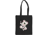 Something Different - Borsa Tote, Serpente Floreale, Tessuto Misto Poliestere-Cotone SD6461 (Taglia Unica) (Nero/Bianco/Rosa)