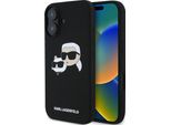 Karl Lagerfeld Klhmp16Mskchpplk Iphone16 Plus 6.7 Czarny/Nero Custodia Rigida In Silicone Con Stampa A Doppia Testa Magsafe