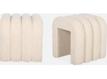 Set Di 2 Pouf Contemporanei, Tessuto, Beige