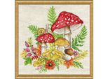 Kit Per Ricamo A Punto Croce Design Works "Funghi"", Schema Contato, 25X25Cm"