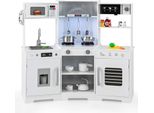 Costway Cucina In Legno Per Bambini, Cucina Da Gioco Con Cappa Aspirante, Lavello, Rubinetto, Forno, Cucina Giocattolo Con Luci E Suoni, Cucina In Legno Con Accessori