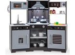 Costway Cucina In Legno Per Bambini, Cucina Da Gioco Con Cappa Aspirante, Lavello, Rubinetto, Forno, Cucina Giocattolo Con Luci E Suoni, Cucina In Legno Con Accessori