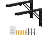 Mensola Pieghevole - 613 X 254 X 48 Mm - 2 Pezzi - Robuste Mensole Flottanti - Staffe Per Mensole - Staffa A L Di 5 Mm Di Spessore In Nero Opaco - Supporto Per Mensole In Acciaio - Portata 136,1 Kg