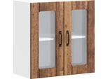 Vidaxl Parete Attrezzata Per Cucina Con Anta In Vetro Lucca In Legno Di Recupero, Materiale A Base Di Legno