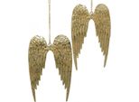 Ornamenti Per L'albero Di Natale Con Ali D'angelo Dorate E Lucide 14,5X9 Cm, Set Di 4 - Decorazioni Per L'albero Di Natale
