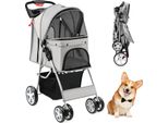 Costway Passeggino Per Cani E Animali Domestici Fino A 15 Kg, Passeggino Per Cani Con Finestre A Rete E Portabicchieri E Rimorchio, Passeggino Per Cani Piccoli E Gatti Grigio