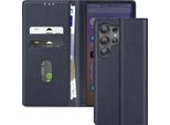 Avizar, Custodia In Ecopelle Con Funzione Di Supporto Per Samsung Galaxy S25 Ultra, Blu Scuro