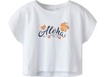 Maglietta Stampata A Maniche Corte Crop Top Con Scollo Rotondo |