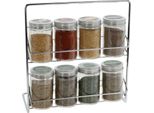 Set Di 8 Contenitori Per Spezie Con Supporto Excellent Houseware, Vetro/Metallo, 23X24 Cm, Trasparente/Argento