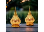 Set Di 2 Lanterne Orientali Decorazione Giardino Ezana Oro